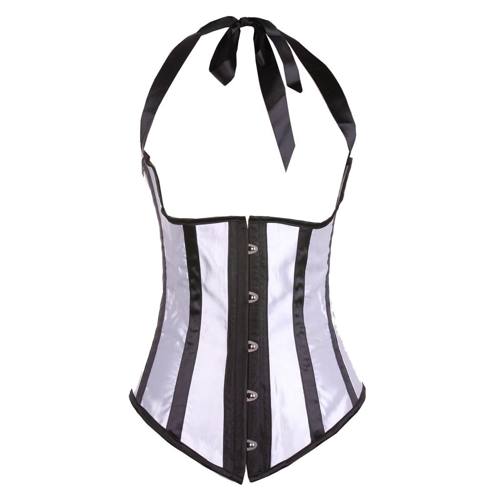 Zac's Alter Ego - Black & White Stripe Underbust korset - Zwart/Wit